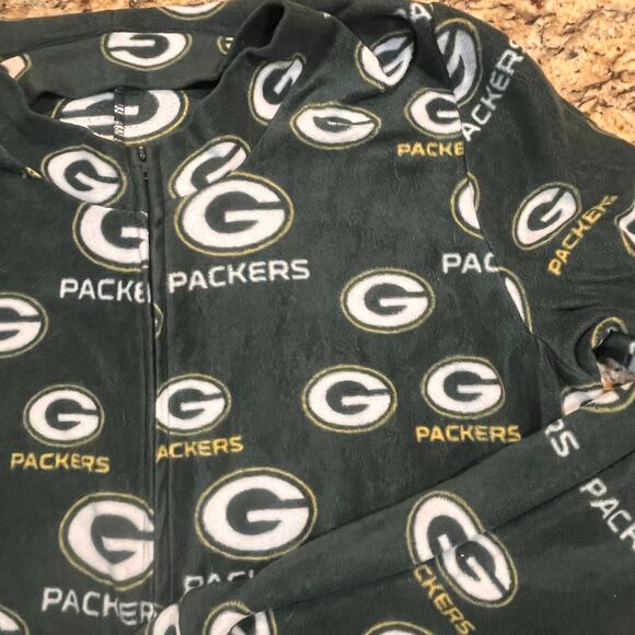 NFL Green Bay Packers Men Medium Fleece PJ Footed With Pockets Adult One Piece - Picture 1 of 7